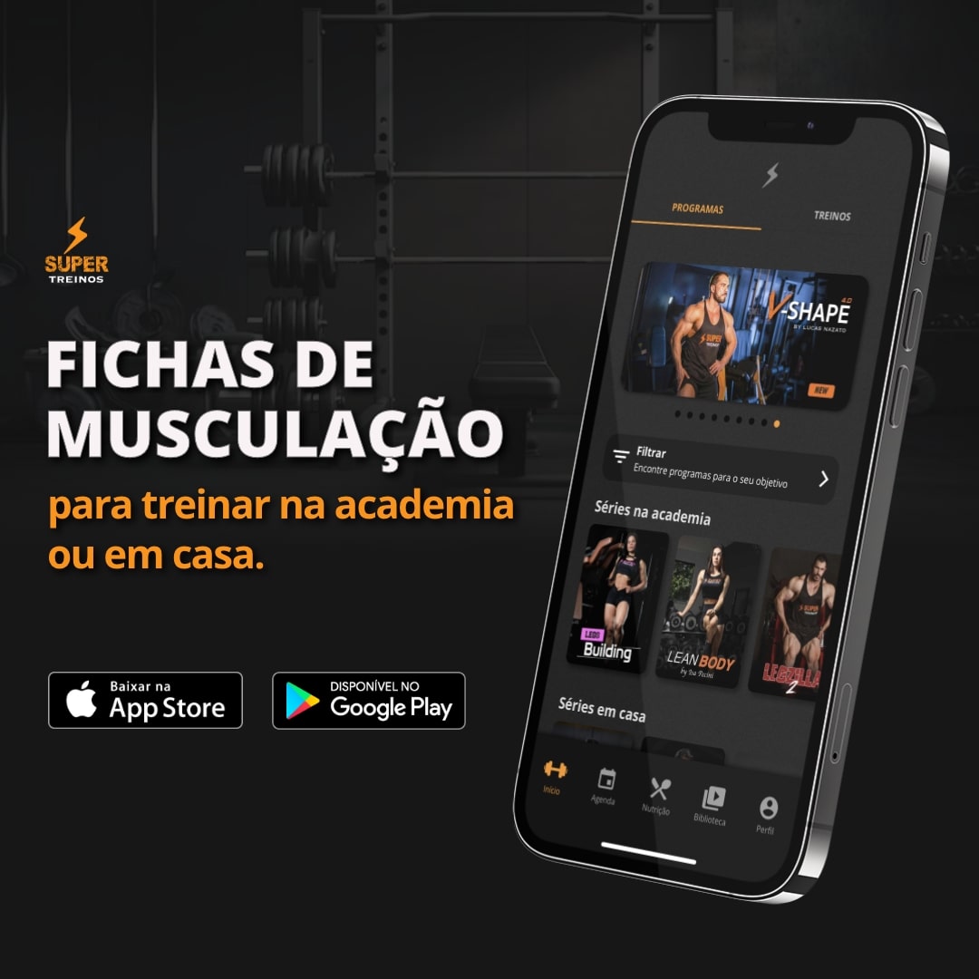 Super treinos app, hipertrofia, massa muscular