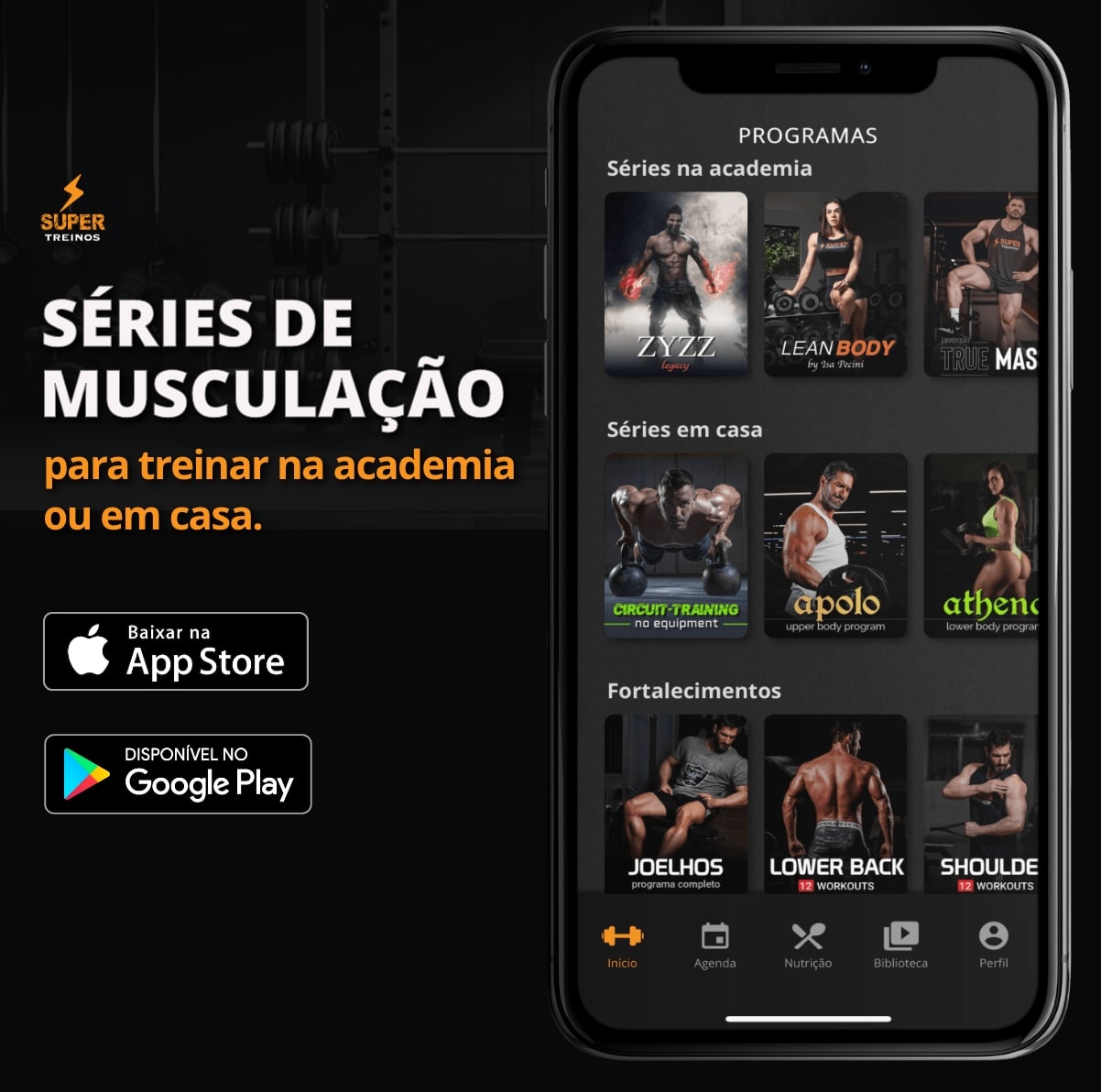 Super treinos app, hipertrofia, massa muscular